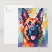 Farbenfroher Deutscher Schäferhund Postkarte (Vorne/Hinten)