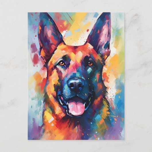 Farbenfroher Deutscher Schäferhund Postkarte (Vorderseite)