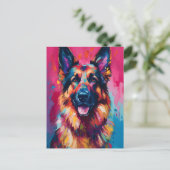 Farbenfroher Deutscher Schäferhund Postkarte (Stehend Vorderseite)