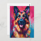 Farbenfroher Deutscher Schäferhund Postkarte (Vorne/Hinten)