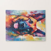 Farbenfroher Deutscher Schäferhund Puzzle (Horizontal)