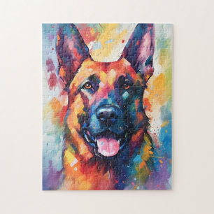 Farbenfroher Deutscher Schäferhund Puzzle
