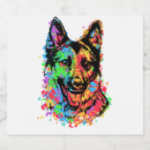 Farbenfroher Deutscher Schäferhund Schaumweinetikett (Einzelnes Label)