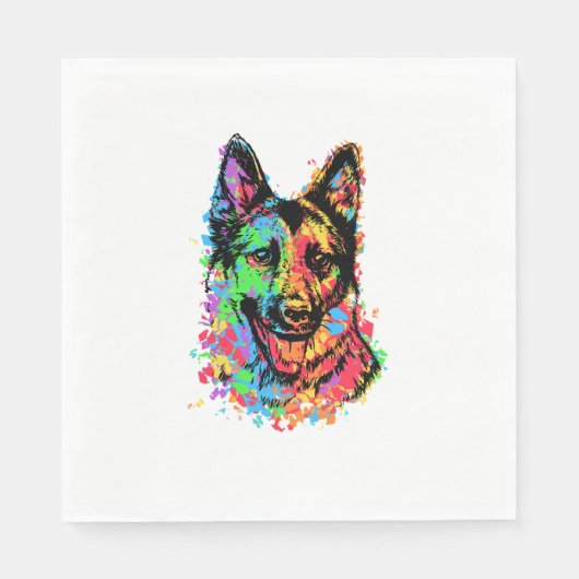 Farbenfroher Deutscher Schäferhund Serviette (Vorderseite)