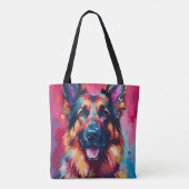 Farbenfroher Deutscher Schäferhund Tasche (Rückseite)