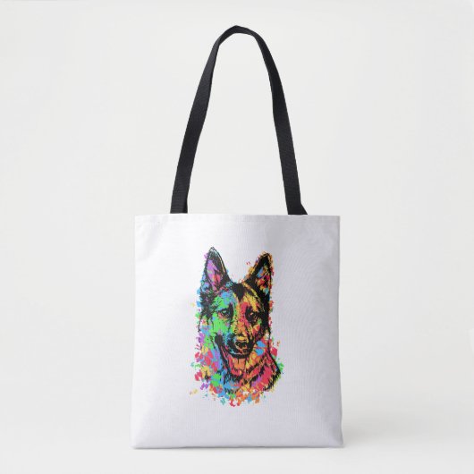 Farbenfroher Deutscher Schäferhund Tasche (Vorderseite)