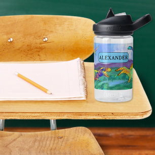 Farbenfroher Dinosaurier Name Schule hinzufügen Trinkflasche
