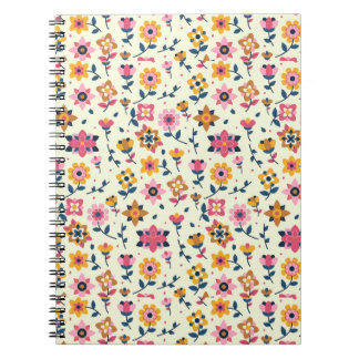 Farbenfroher Ditsy-Blumenprint-Hintergrund Notizblock