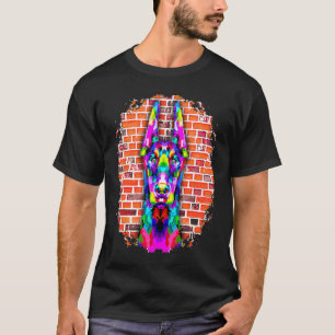 Farbenfroher Dobermann Pop Bricks Dobermann Welpe T-Shirt