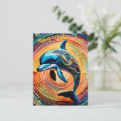 Farbenfroher Dolphin-Valentinstag Feiertagspostkarte (Stehend Vorderseite)