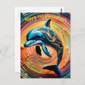 Farbenfroher Dolphin-Valentinstag Postkarte (Vorne/Hinten)