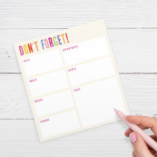 Farbenfroher Don’t Forget Planner Notizblock