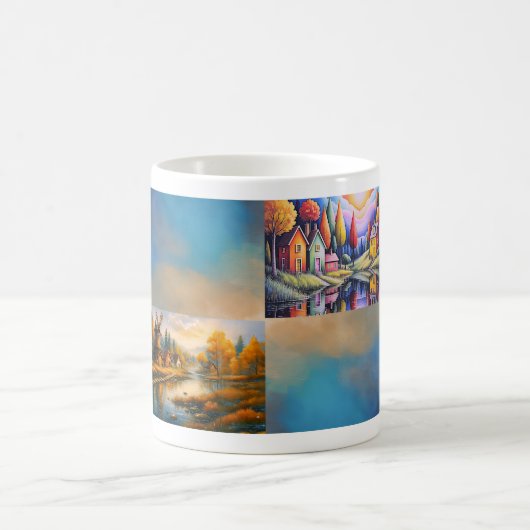 Farbenfroher Dorfbecher Kaffeetasse (Mittel)