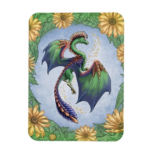 Farbenfroher Drache der Sommernatur Fantasy Kunst Magnet (Vertikal)