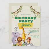 Farbenfroher Dschungel Themenabend Kindergeburtsta Einladung (Vorne/Hinten)