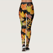 Farbenfroher dunkler Herbst hinterlässt botanische Leggings (Rückseite)