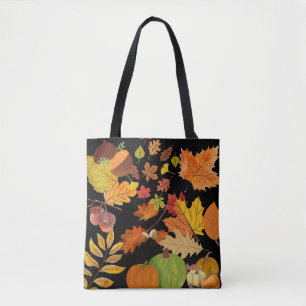 Farbenfroher dunkler Herbst hinterlässt botanische Tasche