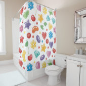 "Farbenfroher Duschvorhang mit Candy Star (Beispiel)