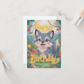 Farbenfroher Editierbarer Wolf Digital Geburtstag Karte (Vorderseite/Rückseite Beispiel)