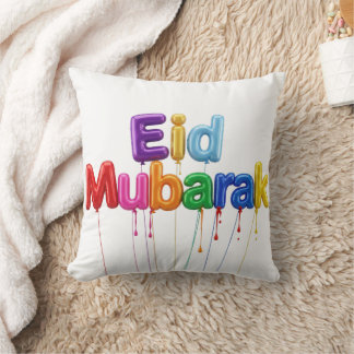 Farbenfroher Eid Mubarak-Text mit schmelzender Far Kissen