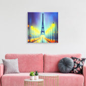 Farbenfroher Eiffelturm am Abend Leinwand Printwer (Insitu (Wohnzimmer))