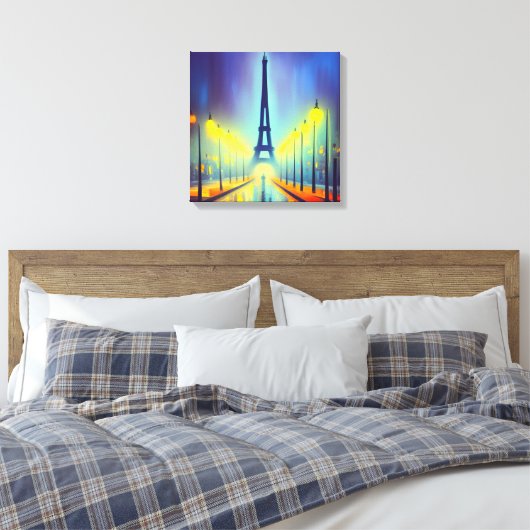 Farbenfroher Eiffelturm am Abend Leinwand Printwer (Insitu (Schlafzimmer))