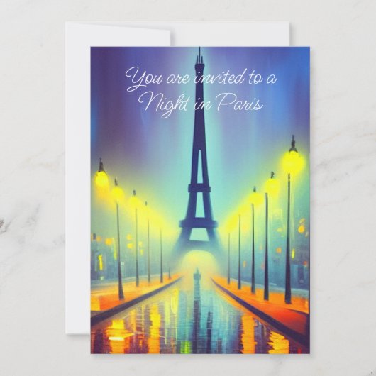 Farbenfroher Eiffelturm am Abend Party Einladung (Vorderseite)