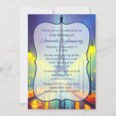 Farbenfroher Eiffelturm am Abend Party Einladung (Rückseite)