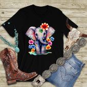 Farbenfroher Elefant mit Blume T-Shirt