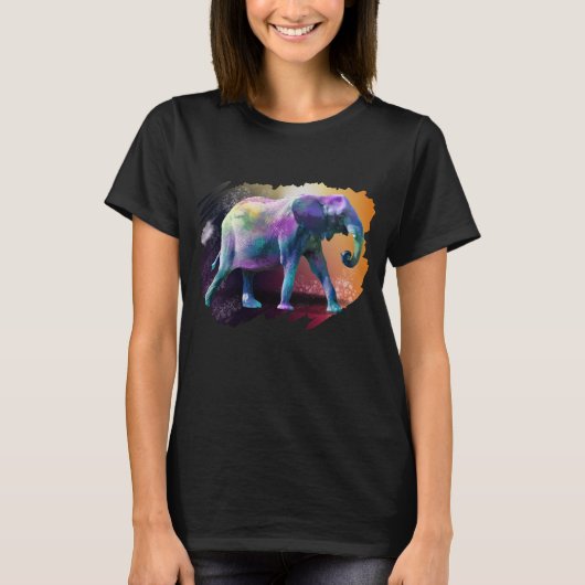 Farbenfroher Elefant T - Shirt (Vorderseite)