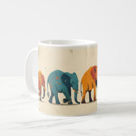 Farbenfroher Elefant Vintag Kaffeetasse