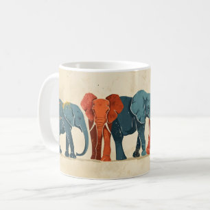Farbenfroher Elefant Vintag Kaffeetasse