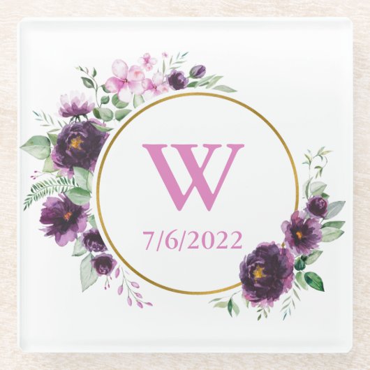 Farbenfroher Eleganter Monogram-Untersetzer Glasuntersetzer (Vorderseite)