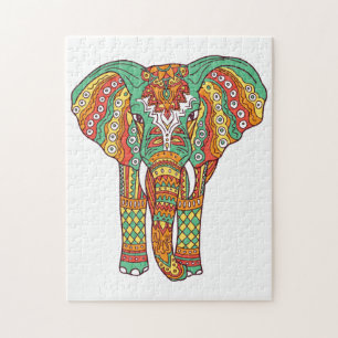 Farbenfroher Elephant Mandala Puzzle