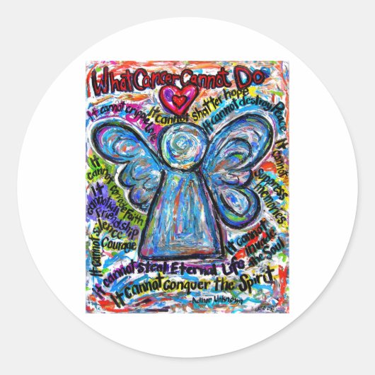 Farbenfroher Engel, was Krebs nicht tun kann Gedic Runder Aufkleber (Vorderseite)