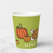 Farbenfroher Erntedank GIVE DANKS Urlaub Pappbecher (Vorderseite)