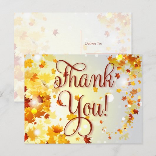 Farbenfroher Fall Danke Postkarten mit Blätter (Vorne/Hinten)