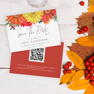 Farbenfroher Fall floraler QR-Code Hochzeit speich Save The Date