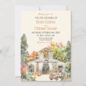 Farbenfroher Fall Rustikaler Weißer Stall Einladun Einladung (Vorderseite)