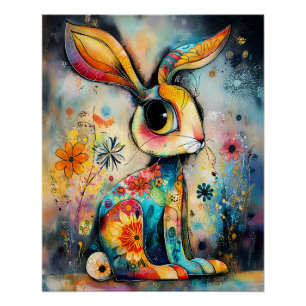 Farbenfroher Fantasie-Hase - detailreichen Muster Poster