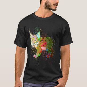 Farbenfroher Farb-Spritzer-Wildkatze Karakal T-Shirt