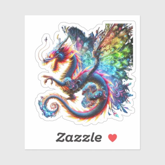 Farbenfroher Feuerdrache Aufkleber (Blatt)