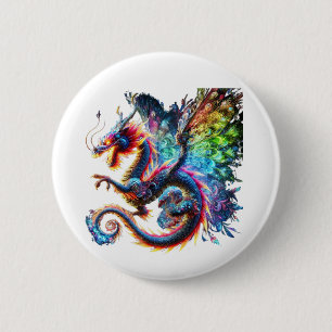 Farbenfroher Feuerdrache Button