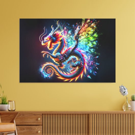Farbenfroher Feuerdrache Leinwanddruck (Insitu (Wohnzimmer))