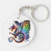 Farbenfroher Feuerdrache Schlüsselanhänger (Rückseite)