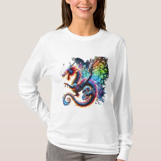 Farbenfroher Feuerdrache T-Shirt (Vorderseite)