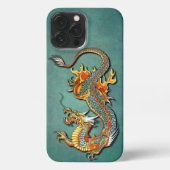 Farbenfroher Feuerdrache Tattoo Art iPhone 12 Hülle (Rückseite)