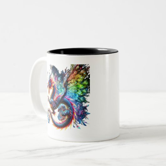 Farbenfroher Feuerdrache Zweifarbige Tasse (Vorderseite Links)