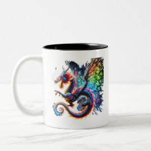 Farbenfroher Feuerdrache Zweifarbige Tasse