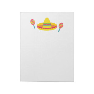 Farbenfroher Fiesta-Sombrerohut Maracas Notizblock
